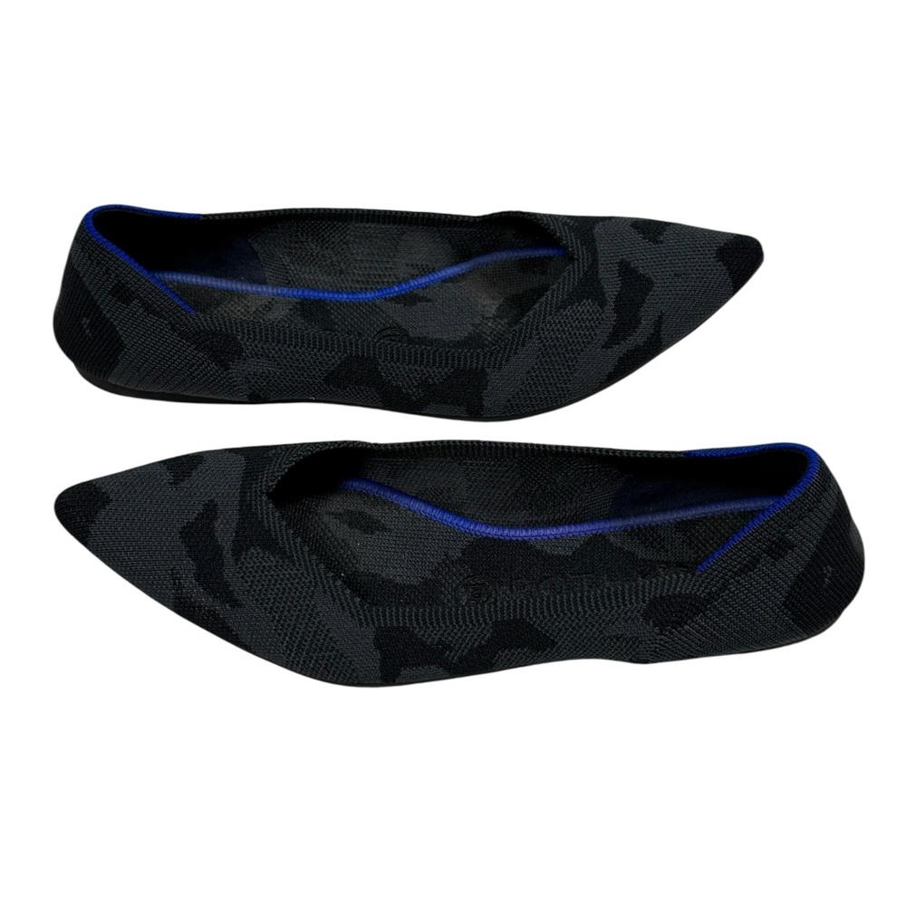 Rothy’s Point Flats Womens 8.5 Black Gray Camo Knit Pointed Toe Washable Comfort